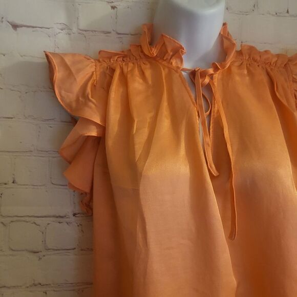 NWT 7 For All Mankind Orange Silk Blend Sleeveless Blouse Sz.XS $168 - Picture 2 of 9